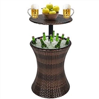 Refroidisseur De Table De Bar, Refroidisseur De Bière Et De Vin De Patio Extérieur De Style Rotin